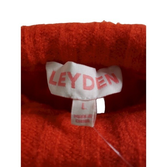 NWT Leyden Ribbed Mock-Neck Pullover Sweater w Puffed Sleeves - Red - L - Picture 4 of 13